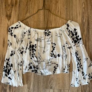 Cropped off the shoulder floral print top